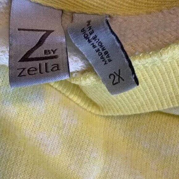 Z By Zella Womens Radial Cropped Sweatshirt Yellow Tie Dye Crew Neck Plus 2X New - Picture 6 of 7